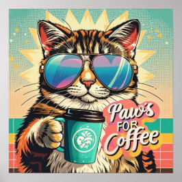 Katten die een oversized zonnebril dragen met koff poster