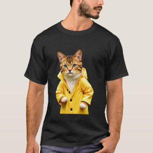 Katten die een regenjas dragen dansen. Grappig kat T-shirt