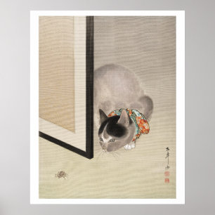 Katten die een spin bekijken (1888–1892) illustrat poster