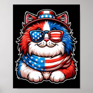 Katten die een zonnebril dragen Vlag van de VS Pat Poster