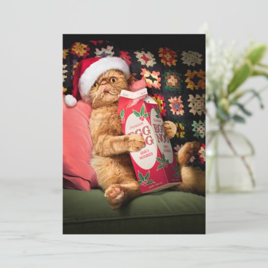 Katten die Eierpunch drinken Kaart (Staand voorkant)