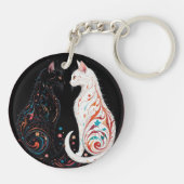 Katten die elkaar aankijken sleutelhanger (Achterkant)