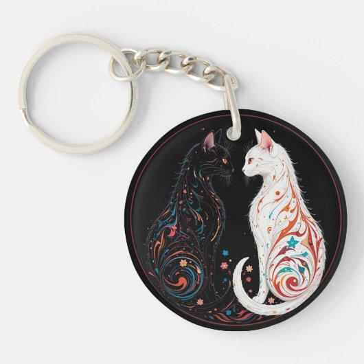 Katten die elkaar aankijken sleutelhanger (Voorkant)