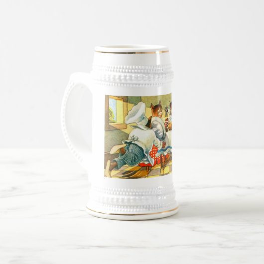 Katten die eten bierpul (Voorkant links)