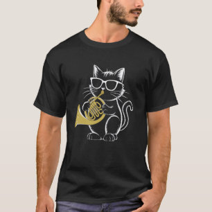 Katten die Franse Hoorn Spelen Cool Musicus Kitty T-shirt