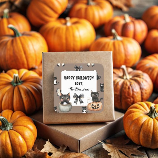 Katten die geesten vasthouden op zwarte Halloween  Vierkante Sticker