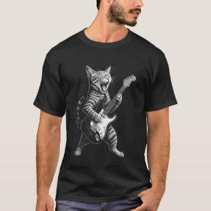Katten die gitaar spelen Rock and Roll grappige mu T-shirt