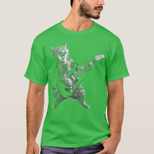Katten die gitaar spelen Rock and Roll Rockster vo T-shirt
