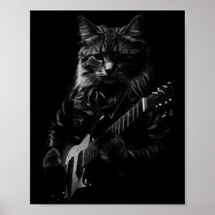 Katten die gitaar spelen Rockster Rock-'n-roll Man Poster