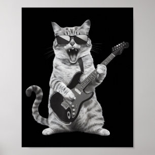 Katten die gitaar spelen Rockster Rock-'n-roll Man Poster
