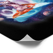 Katten die helm dragen surfen op pizza surfplank F Poster (Hoek)