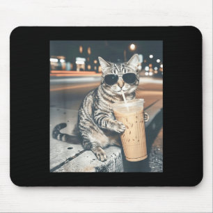 Katten die ijsgekoelde koffie drinken grappige die muismat