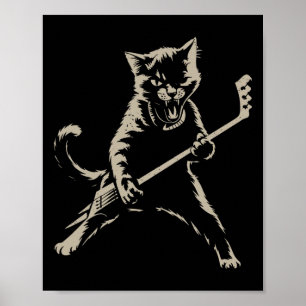 Katten die ijshockey spelen Grappige kat die hocke Poster