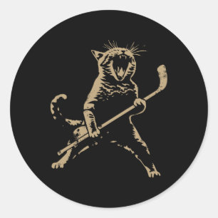Katten die ijshockey spelen voor mannen vrouwen ronde sticker