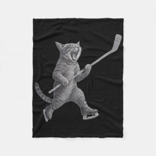 Katten die ijshockeysticks spelen Grappige schaats Fleece Deken