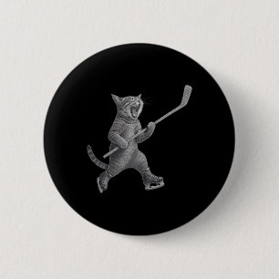 Katten die ijshockeysticks spelen Grappige schaats Ronde Button 5,7 Cm