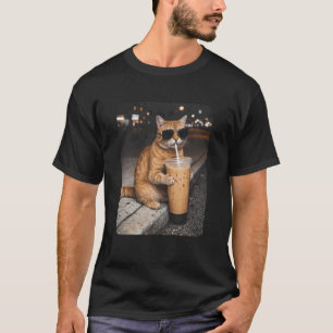 Katten die ijskoude koffie drinken Grappig dier Me T-shirt