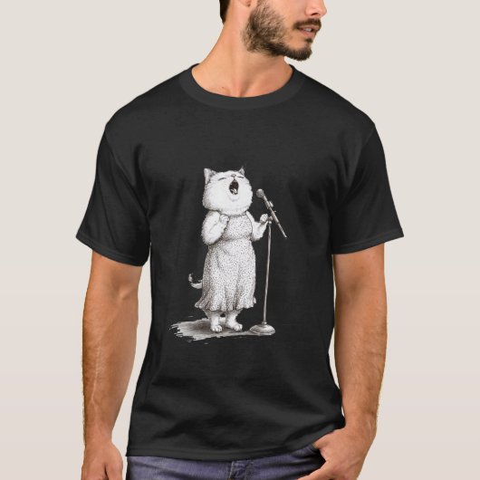 Katten die in microfoon zingen uitvoering t-shirt (Voorkant)
