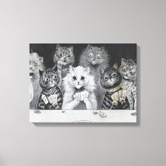 Katten die kaarten spelen - Louis Wain Canvas Afdruk (Voorkant)