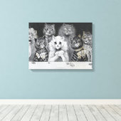 Katten die kaarten spelen - Louis Wain Canvas Afdruk (Insitu (Houten vloer))