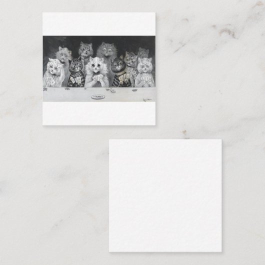 Katten die kaarten spelen - Louis Wain Vierkante Visitekaartje (Voorkant / Achterkant)