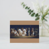 Katten die kerstkarolen zingen, Louis Wain Briefkaart (Staand voorkant)