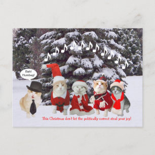 Katten die kerstmanolen zingen feestdagenkaart