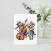 Katten die kerstmuziek in de sneeuw spelen feestdagenkaart (Staand voorkant)
