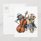 Katten die kerstmuziek in de sneeuw spelen feestdagenkaart (Voorkant / Achterkant)