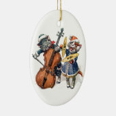 Katten die kerstmuziek in de sneeuw spelen keramisch ornament (Rechts)