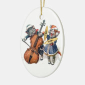 Katten die kerstmuziek in de sneeuw spelen keramisch ornament (Links)