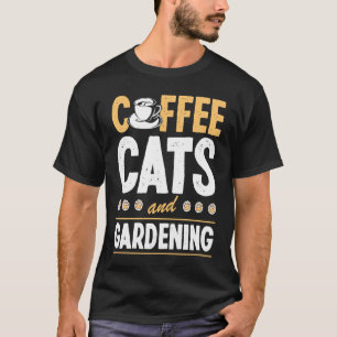 Katten die koffie drinken en tuinieren Katten Tuin T-shirt