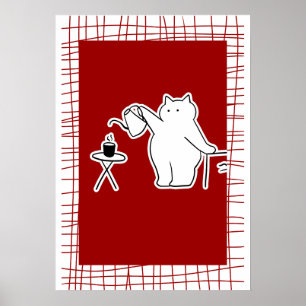 Katten die koffie zetten — Gezellige cafeaesthetic Poster