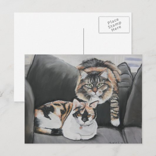 Katten die kunstmatig Briefkaart uitkleden (Voorkant / Achterkant)