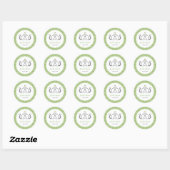 Katten die Liefdevolle Hart Groen & Witte Gingham Ronde Sticker (Vel)