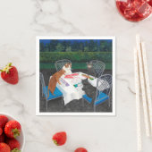 Katten die Mahjong afspelen in de tuin Servet (Insitu)