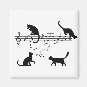Katten die muzieknoten spelen magneet