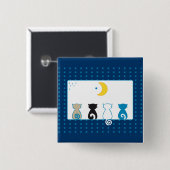 Katten die op de knop Moon kijken Vierkante Button 5,1 Cm (Voorkant /achterkant)