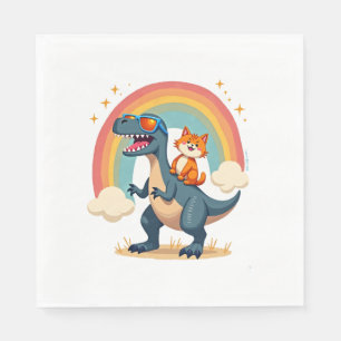 Katten die op dinosaurus T-Rex kitten regenboog Di Servet