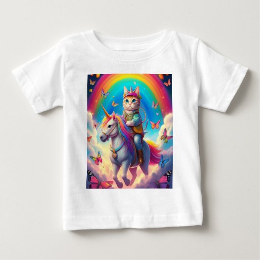 Katten die op een eenhoorn rijden met regenbogen e (Voorkant)
