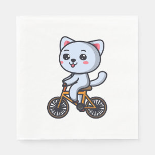 Katten die op een fiets rijden Kattendesign cadeau Servet
