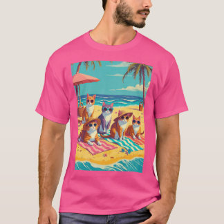 Katten die op het strand luieren vrienden t-shirt