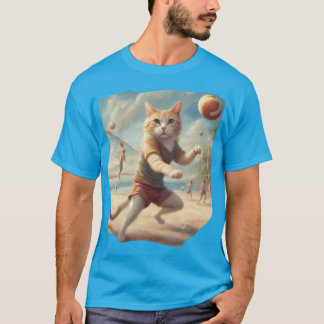 Katten die op het strand volleyballen is grappig t-shirt