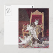 Katten die op Red Velvet-stoel spelen  Briefkaart (Voorkant / Achterkant)