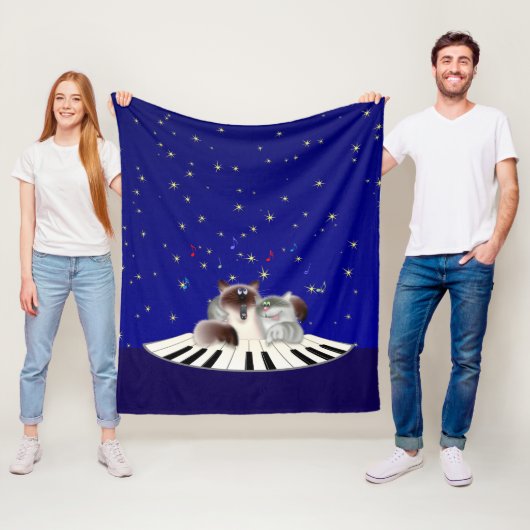 Katten die Piano afspelen Fleece Deken (In situ)