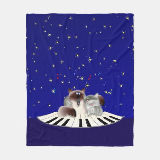 Katten die Piano afspelen Fleece Deken (Voorkant)