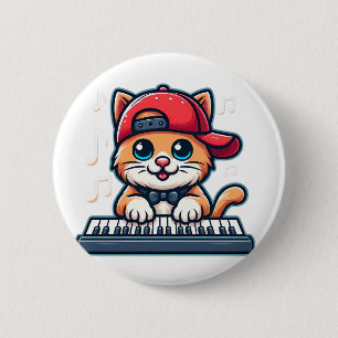 Katten die piano spelen ontwerp voor muziek- en ka ronde button 5,7 cm