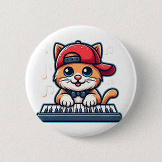 Katten die piano spelen ontwerp voor muziek- en ka ronde button 5,7 cm