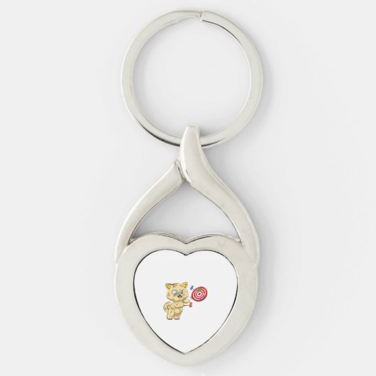 Katten die pijltjes werpen sleutelhanger (Voorkant)