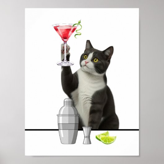 Katten die Pink Martini Kunst vasthouden Poster (Voorkant)